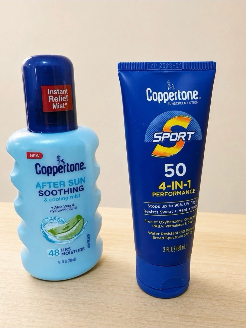 Coppertone After Sun Soothing & Coppertone Sport SPF 50 Sunscreen - Blue